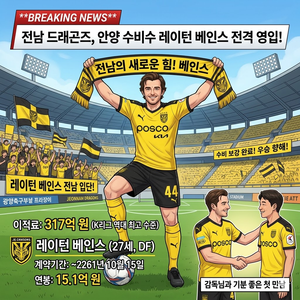 [317억 폭탄 영입] 안양 베인스, 전남 드래곤즈 합류!